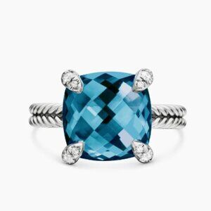 David Yurman Chatelaine Ring - 11 mm Hampton Blue Topaz
